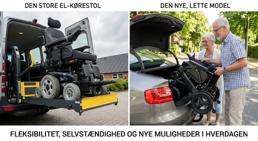 Stor el-kørestol vs lille, let og foldbar el-kørestol